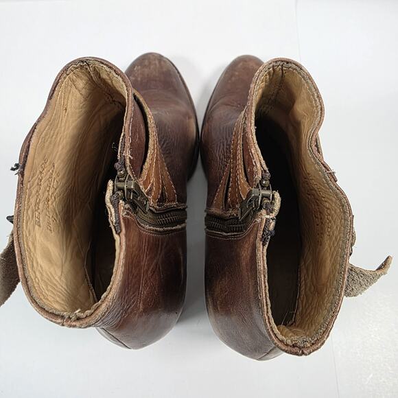 Bed Stu Cobbler Boots Womens Size 9 Brown Leather Ankle Buckle Zip Distressed - Picture 11 of 15